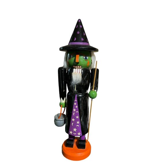 Wooden Witch Nutcracker Halloween Decor For Festive Home Accent - Picture 4 of 8